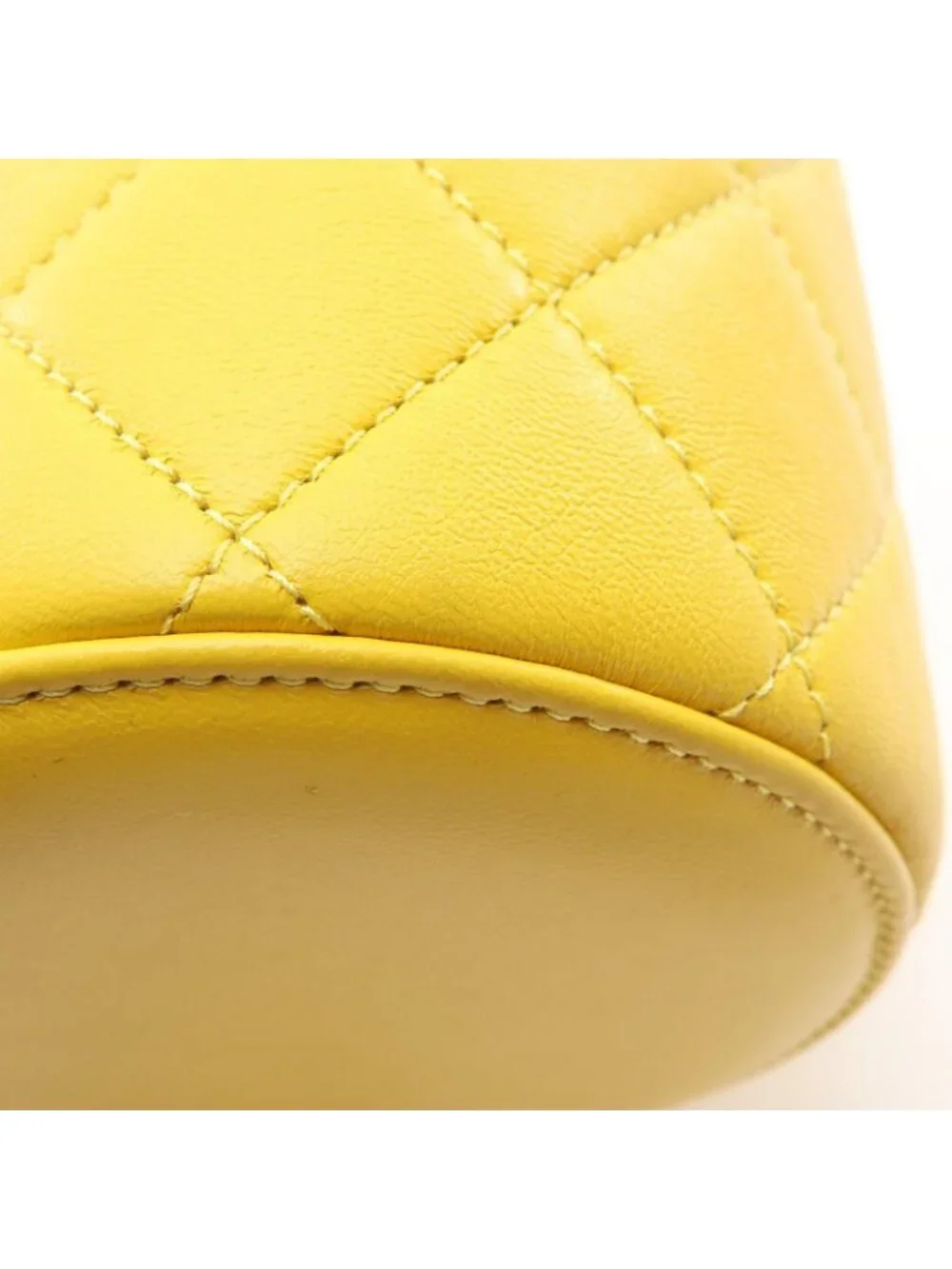 Chanel Shoulder Bag Quilted Vanity Yellow Lambskin Chain